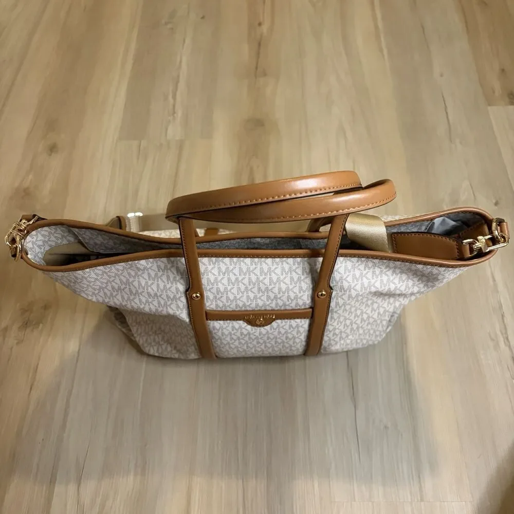 MICHAEL KORS Beck Signature Convertible Tote Bag Vanilla 30T0GKNT1B